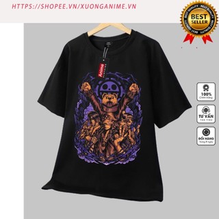 Áo thun nam nữ One Piece Law 01, Áo phông nam màu đen cổ tròn, tay ngắn, chất vải cotton thoáng mát