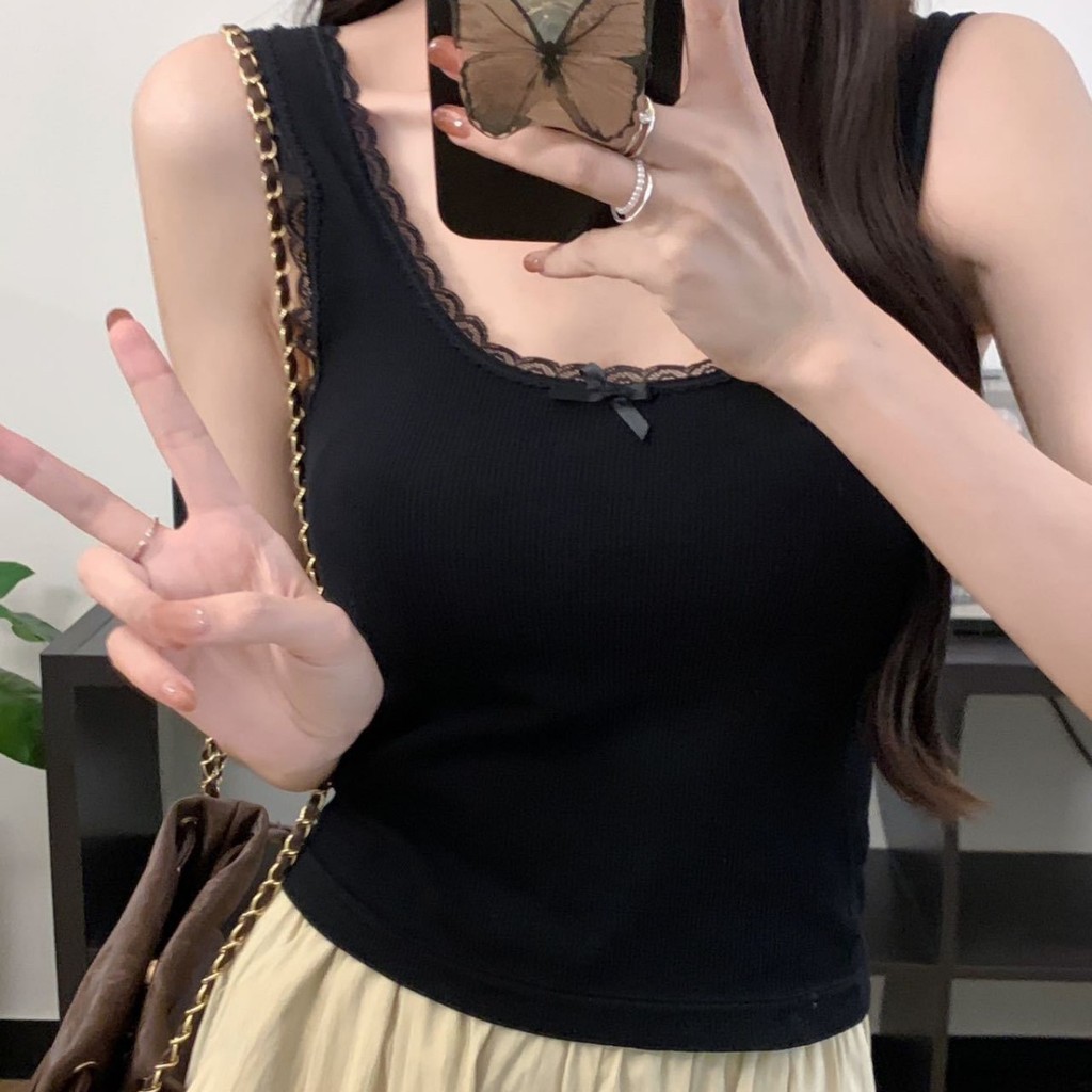 Liền Mạch Gợi Cảm Xe Tăng Có Miếng Lót Ngực Ren Suspender Vest Nữ Mùa Hè Đệm Camisoles