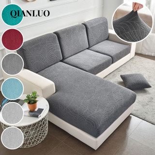 Vỏ Bọc Ghế Sofa 1 / 2 / 3 / 4 Chỗ Ngồi Hình Chữ L Chất Liệu Jacquard Dày Dặn Co Giãn Màu Trơn In Họa Tiết Lá Cây Xinh Xắn