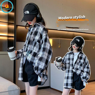 Áo sơ mi IQ Angel Girl Áo sơ mi kẻ sọc đen trắng đa năng thời trang mùa xuân thu