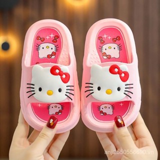 Dép lê bé gái hoạt hình dễ thương Hello Kitty màu hồng Dép lê em bé trong nhà chống trơn trượt chống mùi đế mềm trong nhà cho bé gái MHZW