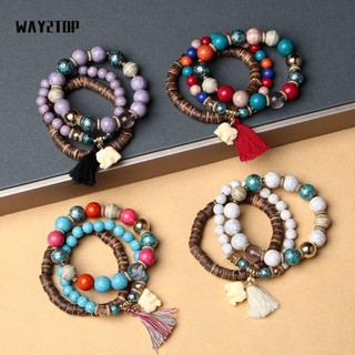 WAY2TOP tay chuỗi hạt nhiều lớp thời trang Bohemian cho nữ