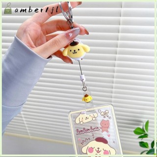 Amber1 Bộ Thẻ Sanrio, Móc Chìa Khóa Có Thể Thu Vào Thẻ Hoạt Hình, Thẻ Xe Buýt Di Động Lưu Trữ Thẻ Kuromi Melody Túi Đựng Thẻ Học Sinh