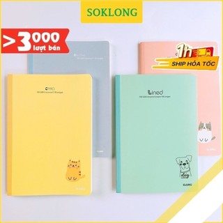 Vở 120 trang B5 may dán gáy Caro/ Kẻ ngang/ Dotgrid bìa màu pastel Sổ KLONG, soklong giấy dày