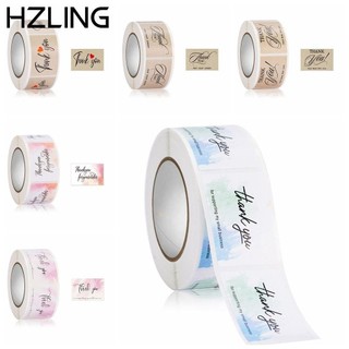 Cuộn 350 nhãn dán hình chữ nhật màu nước in chữ thank you trang trí gói quà 2.5x3.7cm