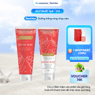 Combo Rewhitez tẩy tế bào chết và gel dưỡng trắng vùng nhạy cảm hương nước hoa Define Rose (tuýp đỏ)