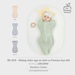 La pomme AW2024 Nhộng chũn ngủ sơ sinh La Pomme hoạ tiết cho bé