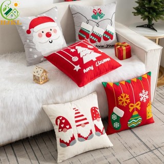  Vỏ gối Giáng sinh HJKL Vỏ đệm Sofa thêu 45x45cm Quà tặng Đồ trang trí in hình hoạt hình Vỏ gối vuông tại nhà 