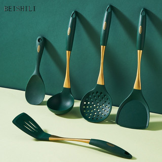 Dụng Cụ Nấu Ăn Bằng Silicone Và Thép Không Gỉ 304 Chống Dính Chịu Nhiệt Tiện Lợi
