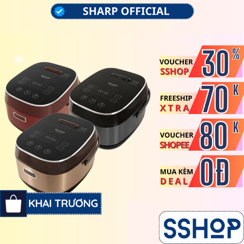 Nồi cơm điện cao tần Sharp 1.8 Lít Chính hãng, lòng nồi chống dính KS-IH191V - BẢO HÀNH 15 THÁNG - SSHOP MALL
