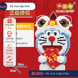    TẶNG BÚA   Đồ Chơi Lắp Ráp Mô Hình Doraemon Doremon mèo thần tài trắng cầm bao lì xì mèo may mắn 36cm Cỡ Lớn 