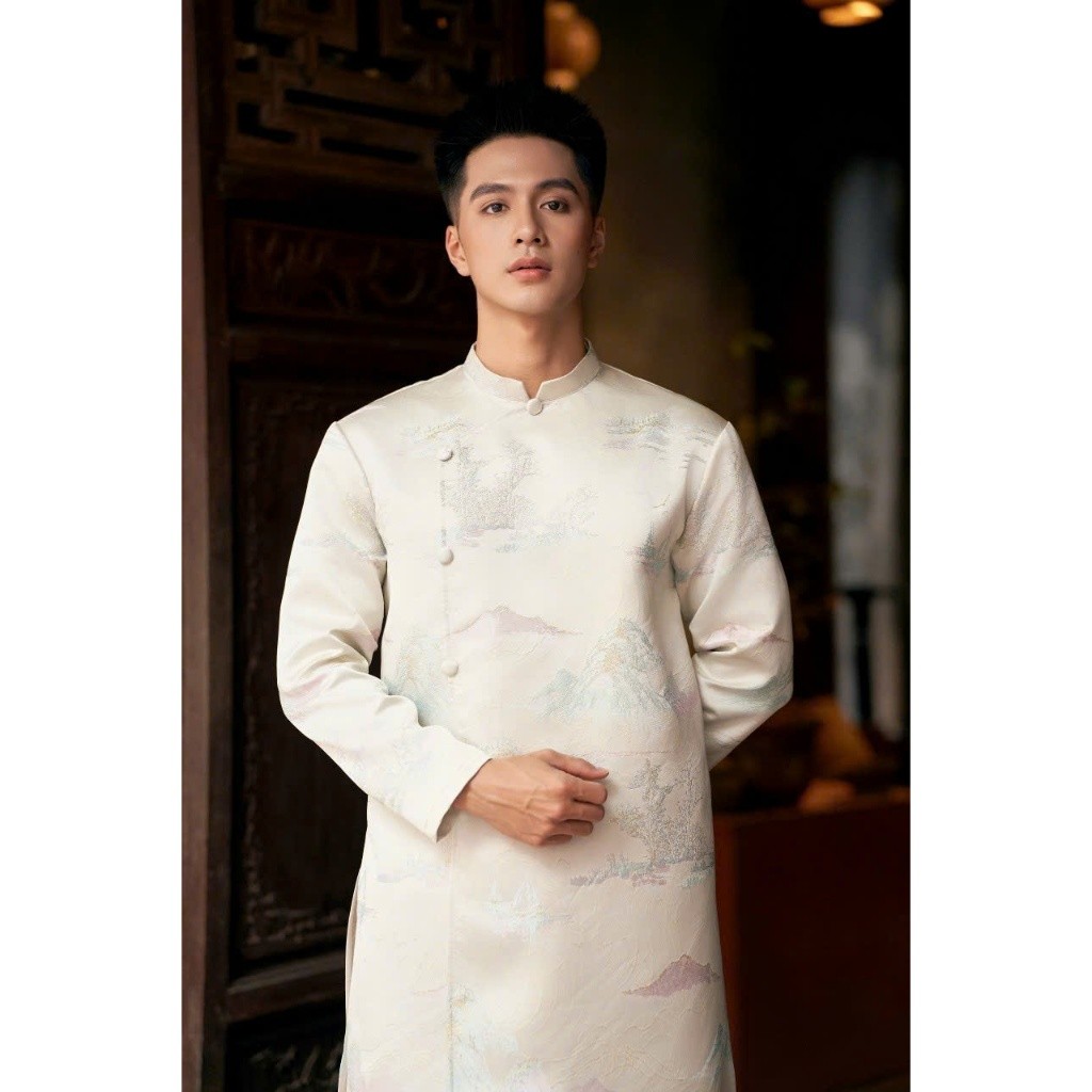 Áo dài nam cách tân vân nổi Thiên Hương áo dài dáng xuông chất liệu tafta trẻ trung, thanh lịch, đứng form - AD031