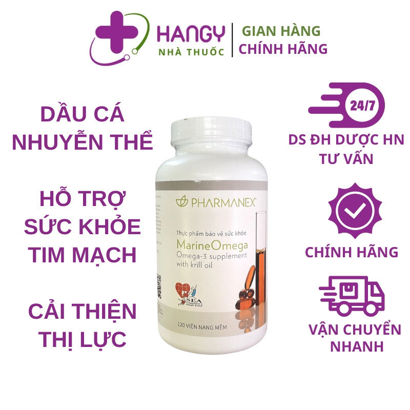 Dầu cá nhuyễn thể Omega 3 Nuskin Marine hỗ trợ sức khỏe tim mạch, cải thiện thị lực, tăng cường trí nhớ (120v) - Hangy