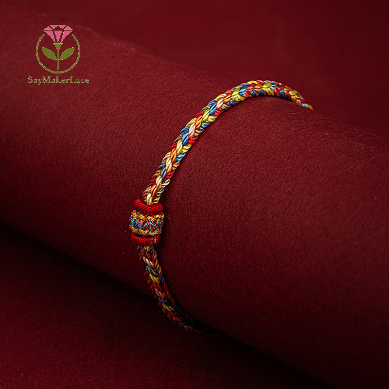 [Saymakerlace] Vòng tay bện thủ công Sợi đầy màu sắc Chúc may mắn Vòng tay dây quyến rũ dành cho nữ Nút thắt dây đỏ Vòng tay dệt Quà tặng | BigBuy360 - bigbuy360.vn