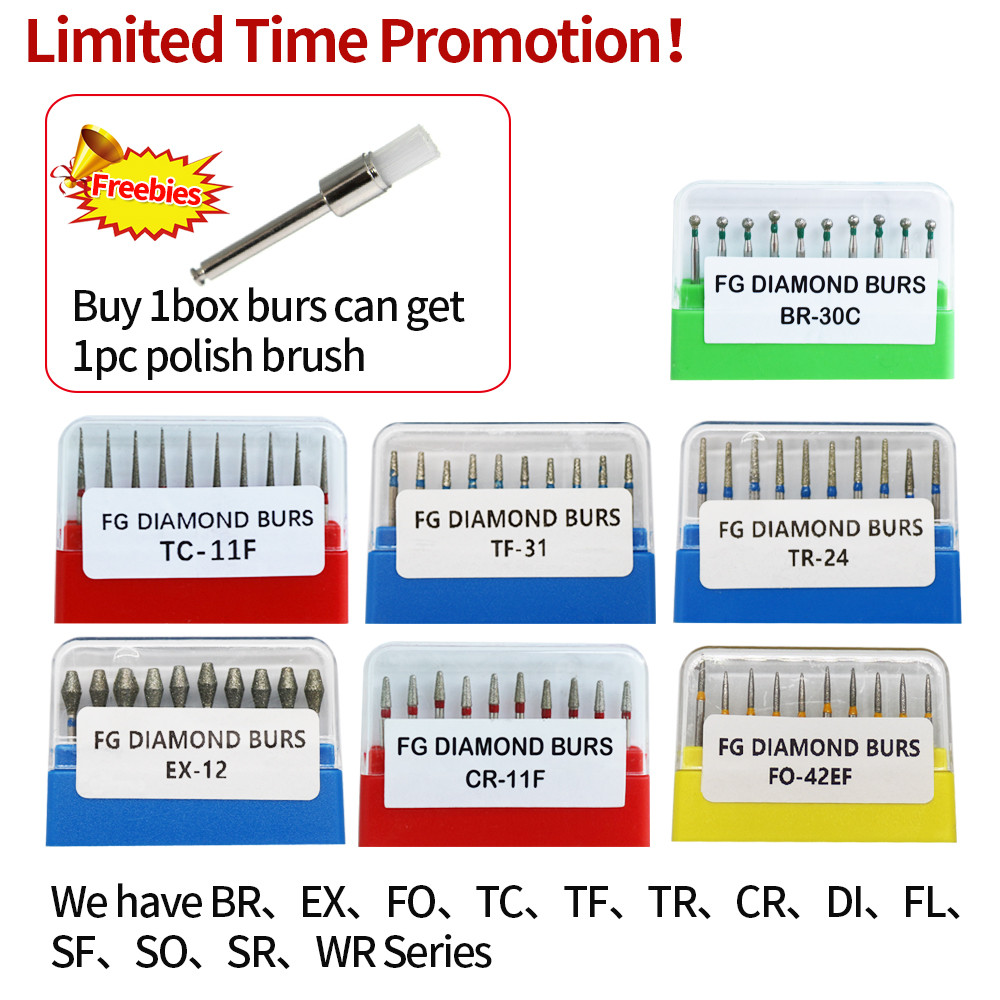 10 Cái / gói Nha Khoa Burs FO Series Ngọn Lửa Ogival End FG Diamond Burs