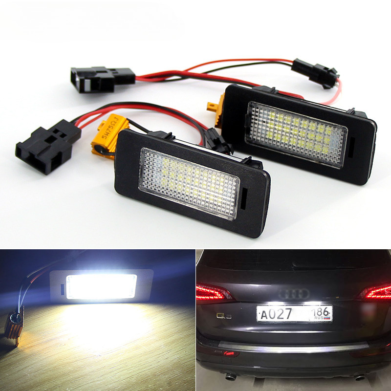 2 Chiếc Canbus Lỗi Đèn LED Biển Số Ánh Sáng Trắng 12v Cho Xe Audi A1 A3 / A4 S4 B8 / A5 S5 8T / A6 C7 / 4G / Q3 8U / Q5 8R / TT 8J