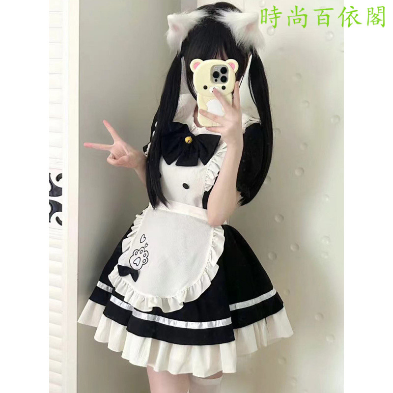 Nhà Hàng Mèo op Ngắn COS Đầm Người Giúp Việc Nhỏ lolita Tạp Dề Nhật Bản lolita Ngọt Ngào Nữ Trang Ph