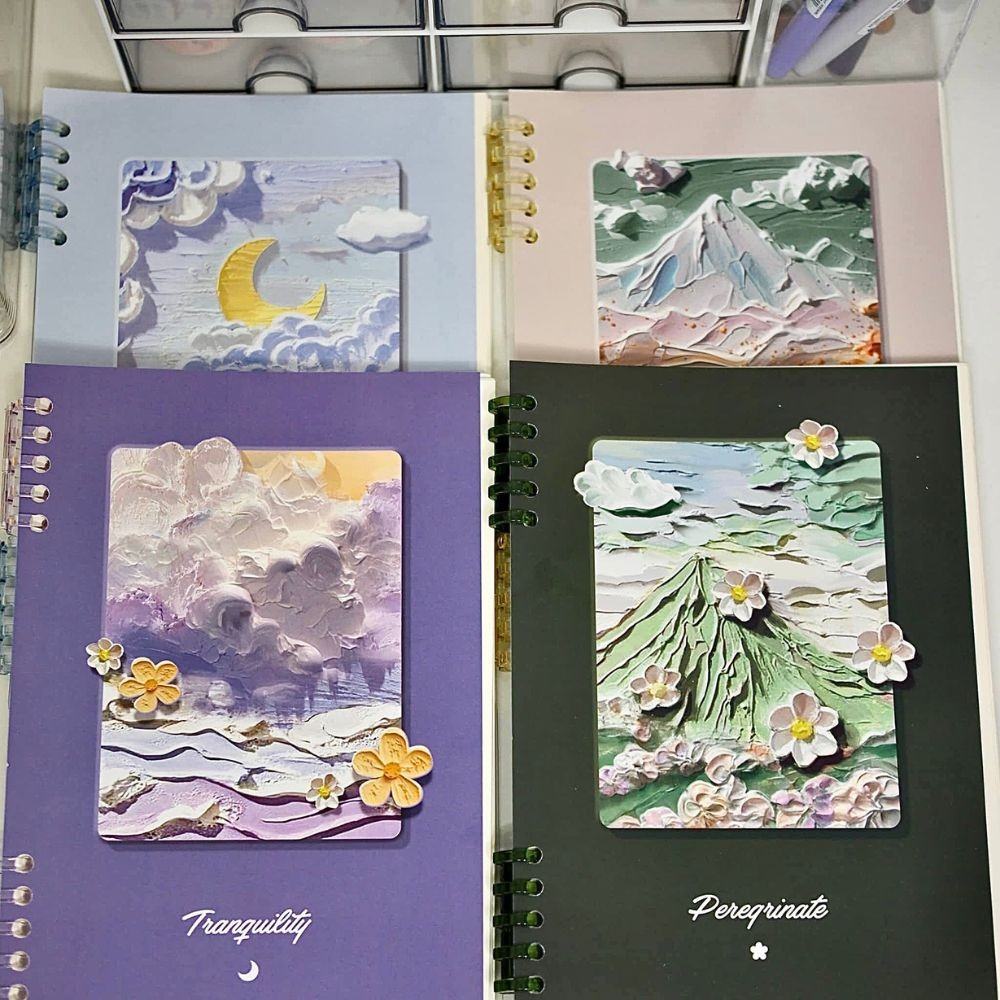 Sổ vở còng thay được giấy A5 B5 -120 trang kẻ ngang  Thiết kế khuyết còng dễ viết planner, tập vở họ