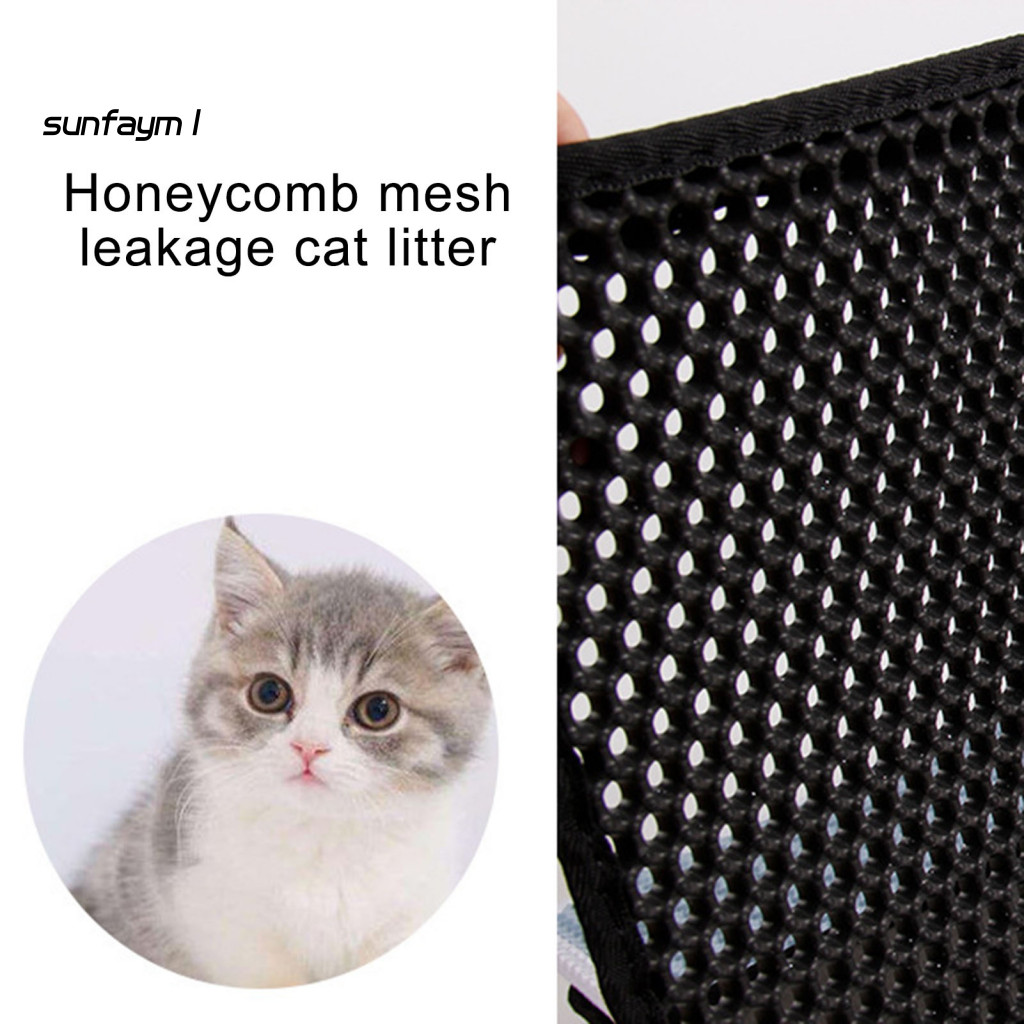 Sunfa Litter Box Mat Giải pháp xả rác cho mèo hiệu quả Chống trượt Thảm lót mèo chống thấm nước Thảm lót hai lớp để làm sạch Hộp đựng rác vệ sinh Phụ kiện thú cưng cho mèo Đông Nam