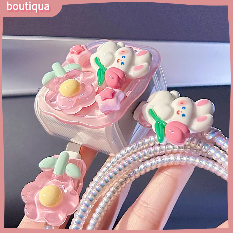 Bộ Phụ Kiện Bảo Vệ Đầu Sạc Kirby Họa Tiết Sóng Màu Hồng Chống Gãy Dây Tương Thích IP-BA | BigBuy360 - bigbuy360.vn