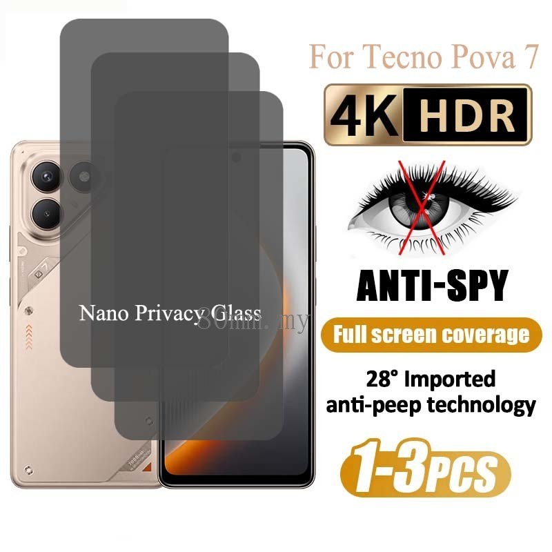 3 Bộ Phim Riêng Tư Tecno Techno Pova 7 4G Cho Tecno Pova 7 Ultra 6 Pro Neo 5G 4G Kính Cường Lực Bảo 