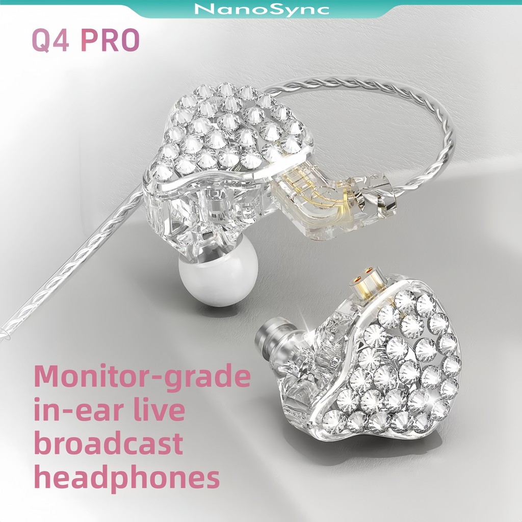 Tai nghe có dây trong tai Q4Pro Tai nghe cuộn dây lưng cô gái nhạc neo trực tiếp Tai nghe có kim cươ