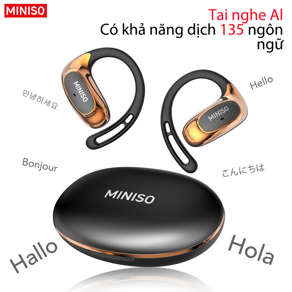 MINISO MS202 Tai Nghe Phiên Dịch AI Phiên dịch thời gian thực AI Giảm tiếng ồn Tai nghe Bluetooth Bluetooth 6.0 Tai nghe không dây Âm thanh nổi HiFi ASMR Có micrô Tai nghe dẫn truyền qua xương | BigBuy360 - bigbuy360.vn