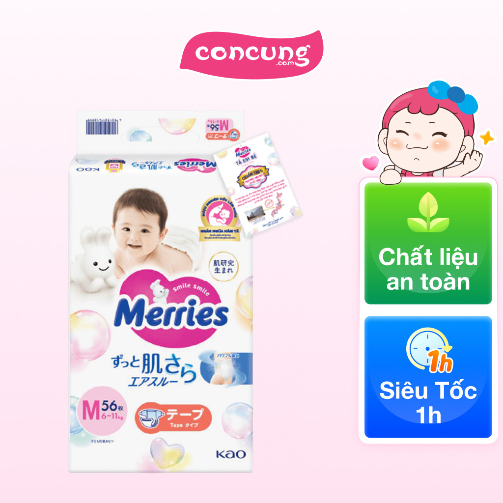 Tã dán Merries (M, 6-11kg, 56 miếng) - concung