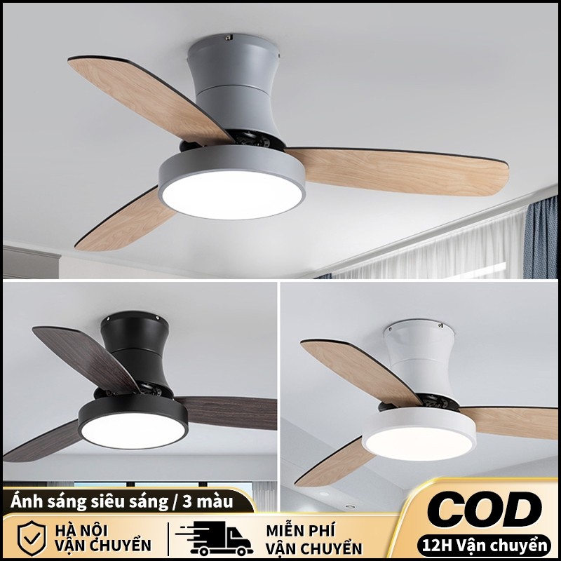 Quạt trầnGogeous 3 cánh quạt trần DC quạt trần phòng khách tắt tiếng quạt trần đèn