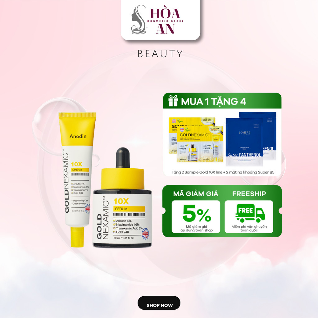 Combo dưỡng sáng, cải thiện sắc tố đa tầng GOLDNEXAMIC™ 10X Anodin  - Hàn Quốc Chính Hãng