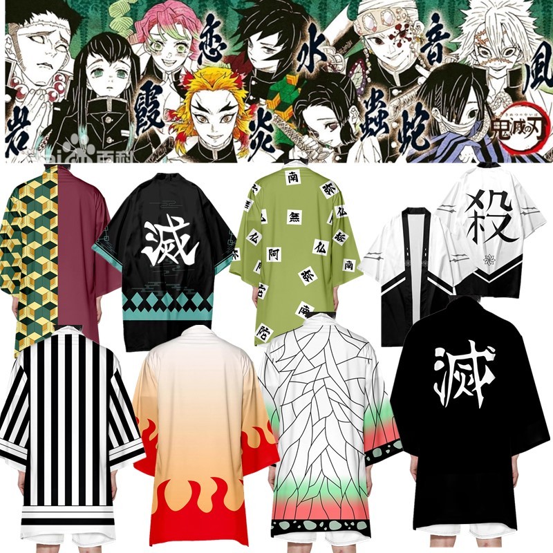 Demon Slayer Hashira Iguro Obanai Phong Cách 3D Kimono Haori Yukata cosplay thời trang mùa hè thường