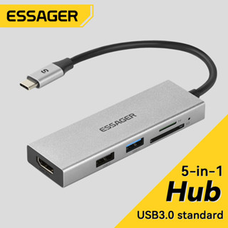  Essager Bộ chuyển đổi USB Hub Type C 5 trong 1 Đầu nối HDMI 4K Đầu đọc thẻ TF SD USB C PD 100w Cắm cho máy tính xách tay Bộ chuyển đổi đa chức năng 