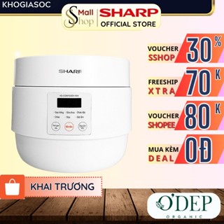 Nồi cơm điện Sharp mini 1L 600W Chính hãng [Hẹn giờ, mâm nhiệt 3D, 6 chức năng nấu] KS-COM100DV-WH - SSHOP SHL