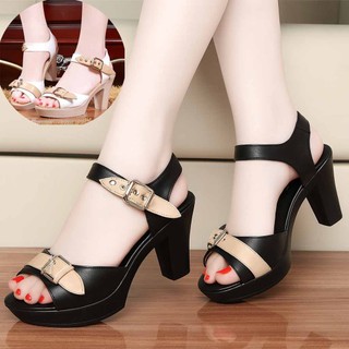  Sandal Nữ Cao Gót Quai Hậu Mũi Tròn Phối Màu Trẻ Trung Dép Cao Gót Nữ Sang Trọng - Mã CG360 