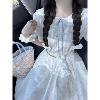 Váy Dài Cổ Búp Bê Thắt Eo Kiểu Pháp Ngọt Ngào Váy Hoa Nhí Thon Gọn Tươi Tắn  Mùa Hè Dịu Dàng