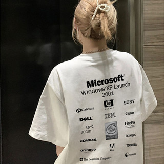 Trắng Áo phông nữ form rộng hàn quốc cổ tròn vintage girl phố 100% cotton SALUTE local brand Y1585