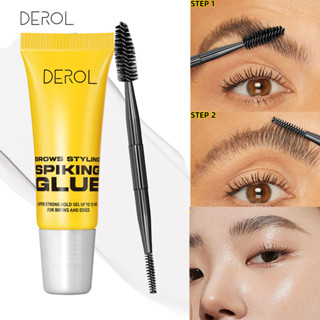 Kem cố định Gel định hình lông mày DEROL với bàn chải hai đầu để giữ mạnh chống mồ hôi và chống thấm nước 10ML