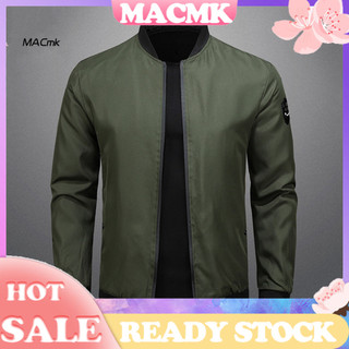 < Cod > Áo khoác cổ đứng Áo khoác nam mùa thu Áo khoác có khóa kéo nam sành điệu có túi dành cho công sở Du lịch Plus Kích thước tùy chọn Có sẵn Áo khoác ngoài nhẹ cho nam trung niên