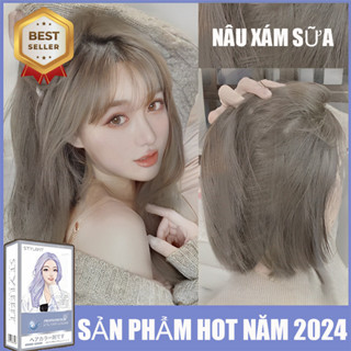 💓Thuốc nhuộm tóc màu NÂU XÁM SỮA, thuốc nhuộm tóc không cần tẩy, kem nhuộm tóc tại nhà💓STYLE FIT tặng kèm dụng cụ