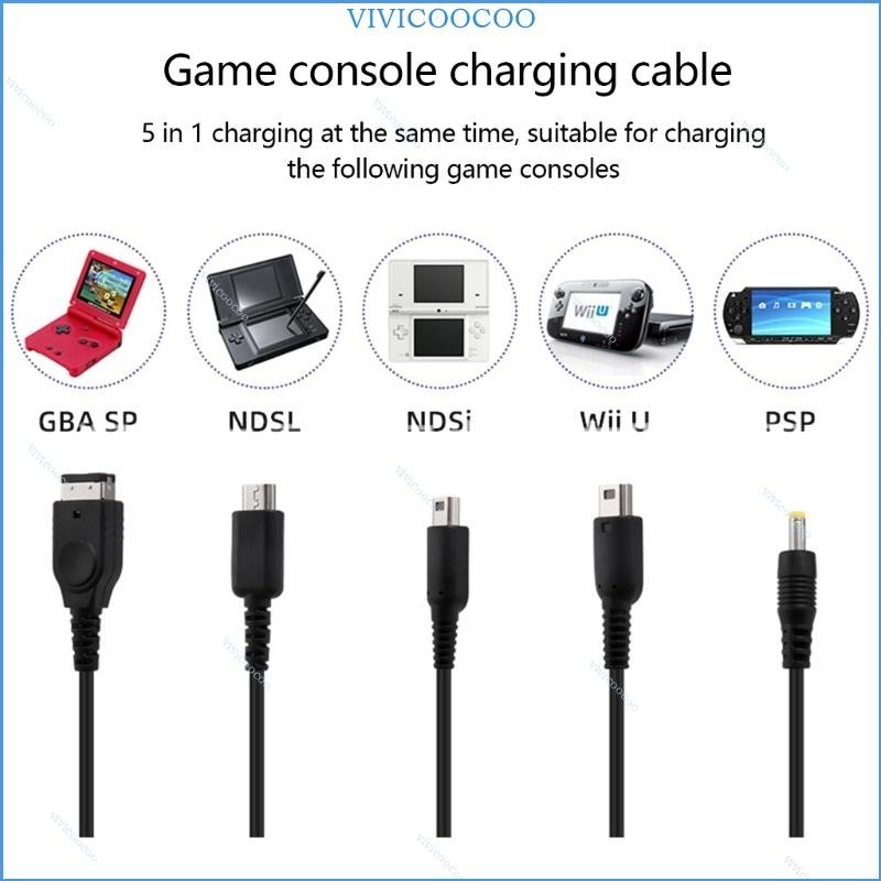 Dây sạc VIVI 5 trong 1 cho NDSL New 3DS XL 2DS DsiXL cho NDS GBASP Universal Charg