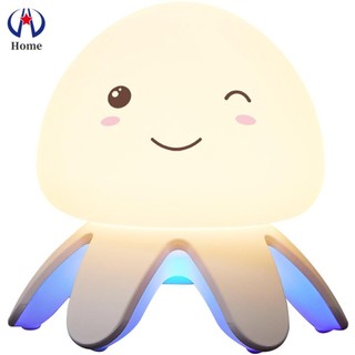 Đèn ngủ sứa có điều khiển từ xa Thay đổi màu nhạc 1200mAh USB có thể sạc lại Đèn ngủ silicon di động SHOPSKC9828