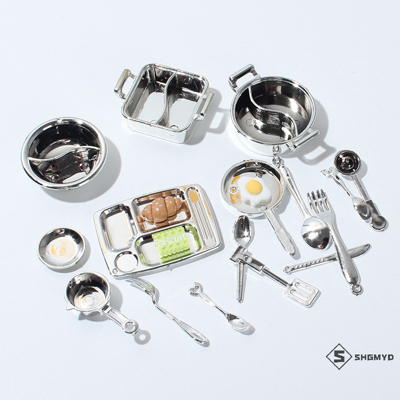 Shgmyd > 1 / 12 Nhà Búp Bê Mô Phỏng Nồi Canh Nhà Búp Bê Mini Lẩu Bộ Đồ Ăn Búp Bê Nhà Bếp Phụ Kiện Nấ