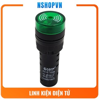 Đèn báo có còi AD16 -16SM màu xanh lá 12V - 24V - 220V