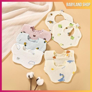 Yếm ăn dặm cho bé xoay 360 độ vải cotton siêu mềm, dùng làm yếm dãi, yếm xô cho bé trai và gái phong cách Hàn Quốc