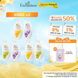 Bộ 2 sữa tắm hương nước hoa dưỡng da thơm mịn Enchanteur 650gr/chai