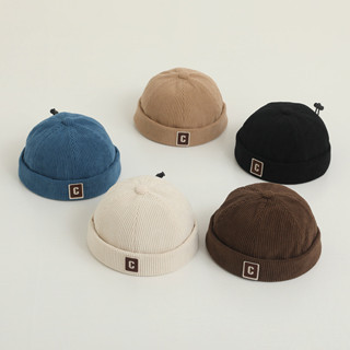 Mùa Thu Đông Corduroy Bé Beanie Mũ Màu C Chữ Tập Đi Trẻ Em Không Vành Mũ Hip Hop Bé Trai Bé Gái Có Thể Điều Chỉnh Docker Cap
