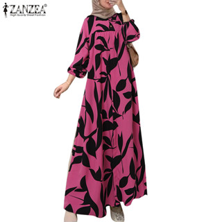 Zanzea Nữ Hồi Giáo Thời Trang In Hình Đèn Lồng Tay Dài Đến Mắt Cá Chân Váy