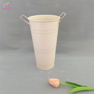 Jesjeliu Retro Thiếc Thùng Tròn DIY Craft Trang Trại Bàn