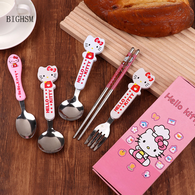 Bighsm Chop Thìa Nĩa Bộ đồ ăn bằng thép không gỉ Bộ đồ ăn di động Anime Flatware Martijn