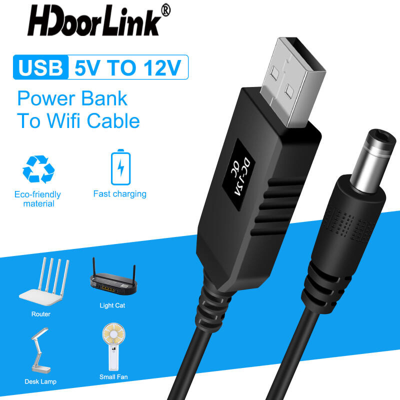 Hdoorlink USB sang DC Cáp nguồn 5V sang 12V Boost Bộ chuyển đổi nguồn USB DC 5V sang DC 9V 12V cho b